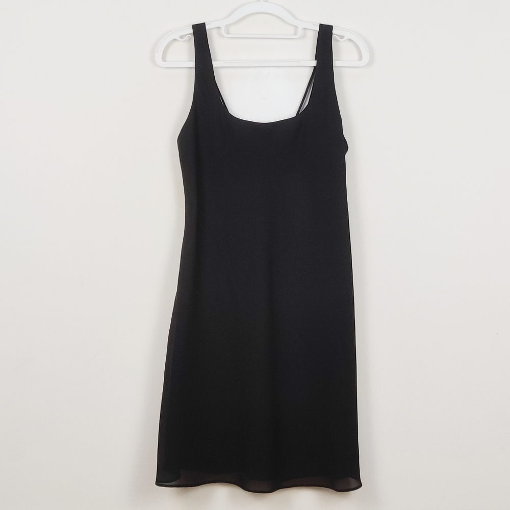 Vintage Hampton Nites Sleeveless Little Black Dress Small Size 6 LBD Chiffon